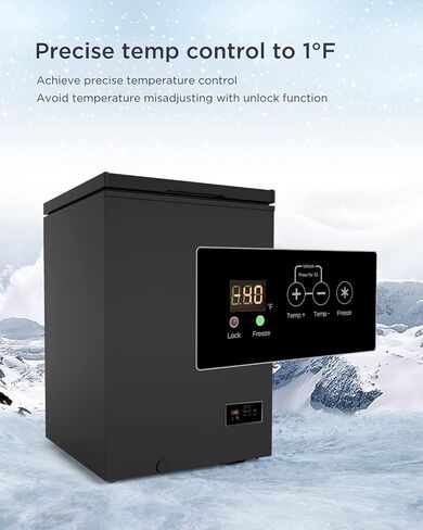 Watoor 3.5 Cu Ft Chest Freezer - Super-Low Temperature - 2 Removable Baskets - Electronic Control 14℉ to -40℉- Black in Saudi Arabia