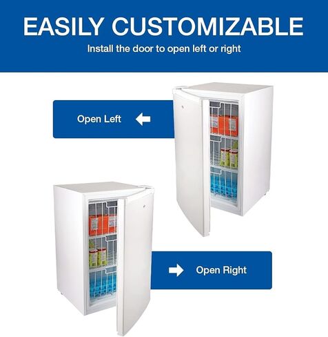 Koolatron Compact Upright Freezer, 3.1 cu ft (88L), White, Energy-Efficient Manual Defrost Design, Space-Saving Flat Back, Reversible Door, 3 Pull-Out Basket Shelves, for Apartment, Condo, Cottage in Kuwait