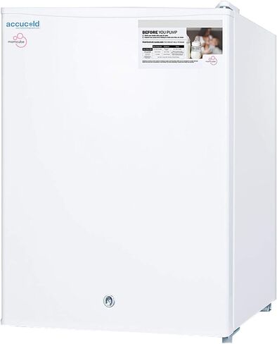 AccuCold FSLMC 19 MOMCUBE Countertop Breast Milk Freezer with 1.8 cu. ft. Capacity Manual Defrost Factory Installed Lock and Reversible Door in White in Kuwait