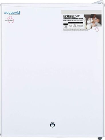 AccuCold FSLMC 19 MOMCUBE Countertop Breast Milk Freezer with 1.8 cu. ft. Capacity Manual Defrost Factory Installed Lock and Reversible Door in White in Kuwait