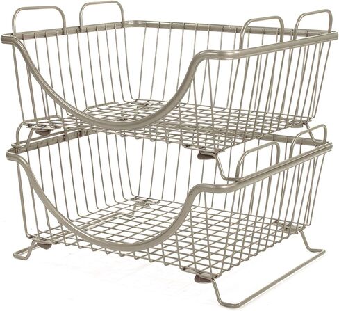 Spectrum Diversified Ashley Stackable Wire Basket with Raised Feet and Looped Handles Modular Stacking Bin System for Kitchen Countertop & Desk Organization, Small, Bronze in Kuwait
