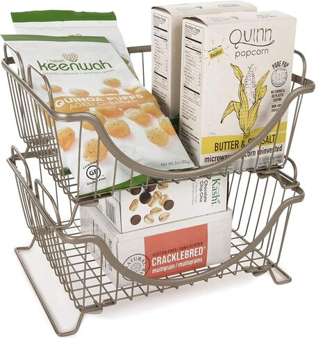 Spectrum Diversified Ashley Stackable Wire Basket with Raised Feet and Looped Handles Modular Stacking Bin System for Kitchen Countertop & Desk Organization, Small, Bronze in Kuwait