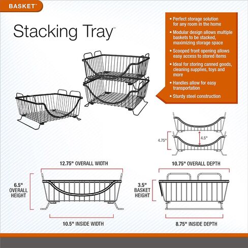 Spectrum Diversified Ashley Stackable Wire Basket with Raised Feet and Looped Handles Modular Stacking Bin System for Kitchen Countertop & Desk Organization, Small, Bronze in Kuwait