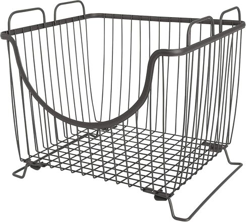 Spectrum Diversified Ashley Stackable Wire Basket with Raised Feet and Looped Handles Modular Stacking Bin System for Kitchen Countertop & Desk Organization, Small, Bronze in Kuwait