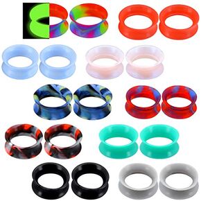 COCHARM 20 PCS Thin Silicone Ear Gauges for Ear Silicone Ear Plugs Gauge Tunnels Double Flared Flexible Tunnel Ear Silicone Tunnel Earrings in Saudi Arabia