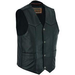 Daniel Smart Men’s leather Vest - Premium Cowhide Motorcycle Leather Vest with Unique V-Shaped Design and Armory Pockets in Saudi Arabia