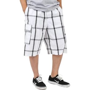 Shaka Wear Plaid Cargo Shorts for Men, Sizes S-5XL