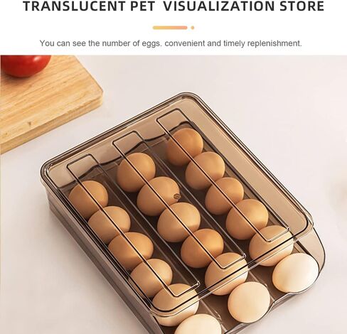 Egg Holder Container For Refrigerator - CooSilo Automatic Rolling Double-Layer Egg Storage Box Rack with Lid Large Capacity 36 Count Fridge Egg Organizer Bin Egg Tray for Household in Saudi Arabia