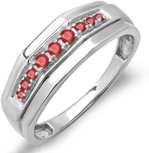 Dazzlingrock Collection 0.25 Carat (ctw) Round Ruby Men's Wedding Anniversary Band 1/4 CT, Sterling Silver in Saudi Arabia