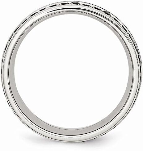 Solid Stainless Steel Black Ceramic-Inlay CZ Cubic Zirconia 9.00mm Wedding Band Ring in Kuwait