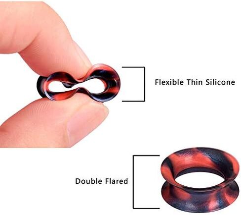 Longbeauty 30pcs/22pcs Colorful Silicone Gauges Plugs Double Flared Flexible Tunnels Ear Skin Stretcher Kit Piercing 3mm-25mm in Saudi Arabia