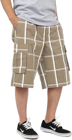 Shaka Wear Plaid Cargo Shorts for Men, Sizes S-5XL in Kuwait