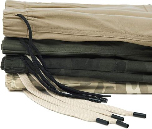 LTIFONE Mens Cargo Shorts Casual Drawstring Elastic Pants Premium Waist Relaxed Summer Outdoor Shorts with Pockets Khaki in Kuwait