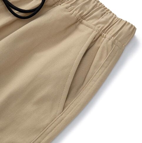 LTIFONE Mens Cargo Shorts Casual Drawstring Elastic Pants Premium Waist Relaxed Summer Outdoor Shorts with Pockets Khaki in Kuwait