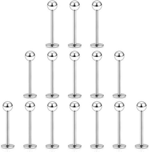 Dyknasz 15PCS 20G Stainless Steel Lip Rings Labret Studs Piercing Monroe Studs Ear Tragus Helix Cartilage Earring Jewelry 6-10mm Bar Length 5 Colors for Women Men in Kuwait