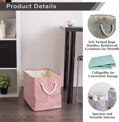 سلة تخزين ورقية منسوجة من DII، منسوجة بالالماس ، حجر / أسود، كبير in Kuwait