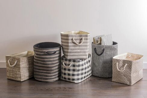 سلة تخزين ورقية منسوجة من DII، منسوجة بالالماس ، حجر / أسود، كبير in Kuwait