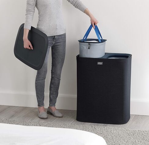 سلة فصل سلة الغسيل بغطاء من جوزيف جوزيف توتا سعة 90 لترًا - رمادي وبساط تصريف قابل للتوسيع من طبقة 85178، رمادي، المملكة المتحدة 2 in Kuwait