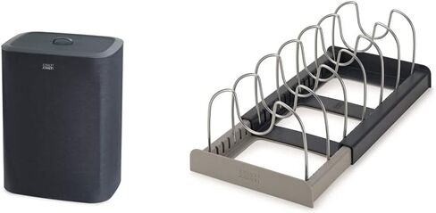 سلة فصل سلة الغسيل بغطاء من جوزيف جوزيف توتا سعة 90 لترًا - رمادي وبساط تصريف قابل للتوسيع من طبقة 85178، رمادي، المملكة المتحدة 2 in Kuwait