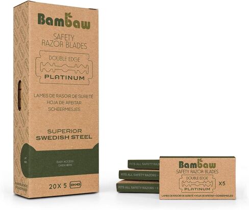 Safety Razor Blades | Swedish Steel Replacement Razor Blades | 100 Pack - 18 to 24 months supply | Bambaw in Saudi Arabia