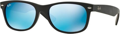 Ray Ban RB2132 NEW WAYFARER 622/17 52M Rubber Black/Grey Mirror Blue Sunglasses For Men For Women in Saudi Arabia