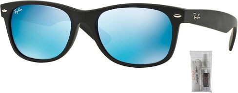 Ray Ban RB2132 NEW WAYFARER 622/17 52M Rubber Black/Grey Mirror Blue Sunglasses For Men For Women in Saudi Arabia