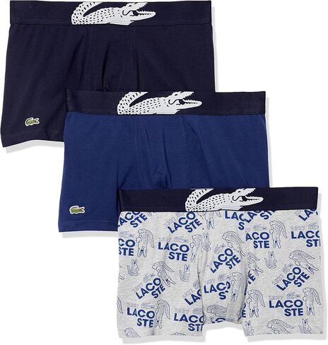 Lacoste Men's 3-Pack Casual Cotton Stretch All Over Print Trunks in Saudi Arabia
