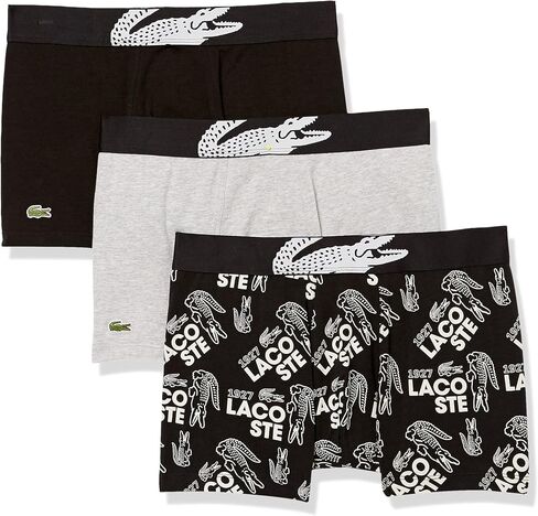 Lacoste Men's 3-Pack Casual Cotton Stretch All Over Print Trunks in Saudi Arabia
