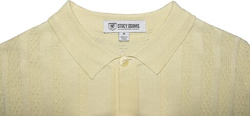 Men’s Short Sleeve Knit Sports Shirt - Modern Polo Vintage Classics: Solid Geometric Jacquard with Color Tipping in Kuwait