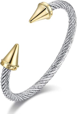 Miraclelove Twisted Cable Bracelet Designer Inspired Jewelry Adjustable Antique Cable Wire Cuff Bracelets with Gems in Saudi Arabia