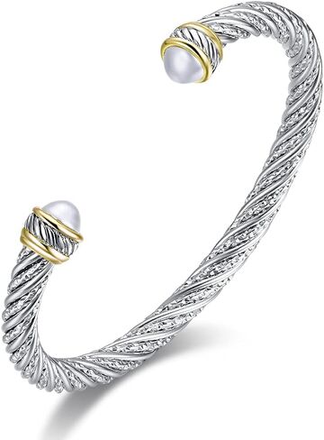 Miraclelove Twisted Cable Bracelet Designer Inspired Jewelry Adjustable Antique Cable Wire Cuff Bracelets with Gems in Saudi Arabia