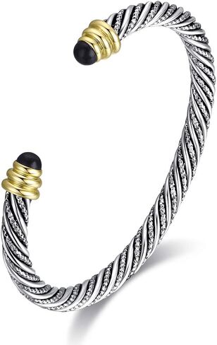 Miraclelove Twisted Cable Bracelet Designer Inspired Jewelry Adjustable Antique Cable Wire Cuff Bracelets with Gems in Saudi Arabia
