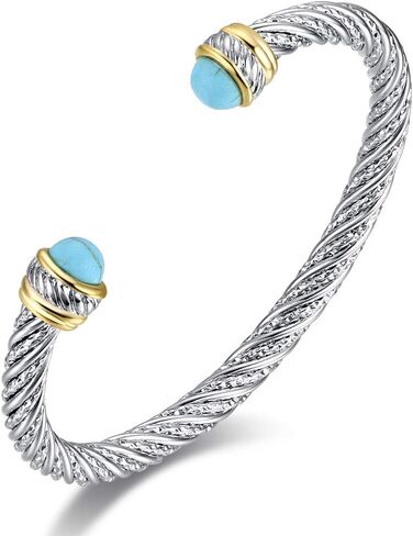 Miraclelove Twisted Cable Bracelet Designer Inspired Jewelry Adjustable Antique Cable Wire Cuff Bracelets with Gems in Saudi Arabia