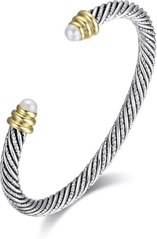 Miraclelove Twisted Cable Bracelet Designer Inspired Jewelry Adjustable Antique Cable Wire Cuff Bracelets with Gems in Saudi Arabia