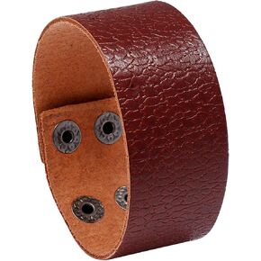 Mgutillart Punk Vintage Metal Buckle Bracelet Wide Leather Cuff Bracelet