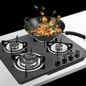 Gas Cooktop NG/LPG Gas Stove Cooktop Stove Burner Tempered Glass Cook Top Built in 4 Burners Gas Hob Grate Stovetop Cooker (4 Burners, 23.2'' x 20'') in Saudi Arabia