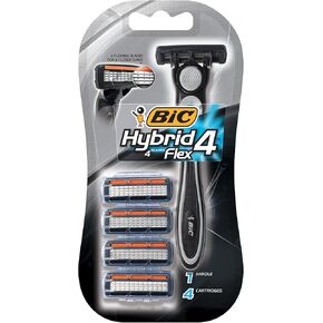 BIC Hybrid 4 Flex Disposable Razor, 1 Handle + 4 Cartridges in Kuwait