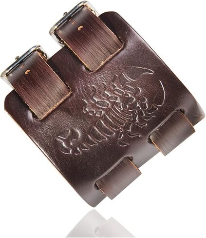 Fusamk Punk Scorpion Wristband Belt Buckle Wide Leather Bracelet,7.0-8.0inches in Kuwait
