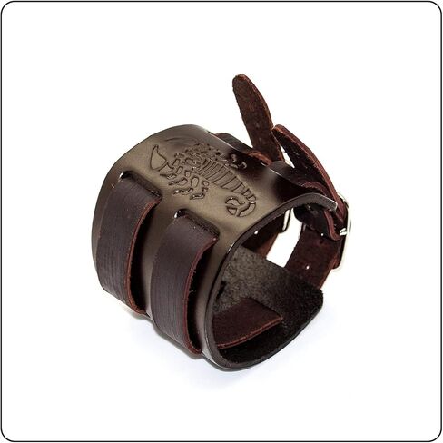 Fusamk Punk Scorpion Wristband Belt Buckle Wide Leather Bracelet,7.0-8.0inches in Kuwait