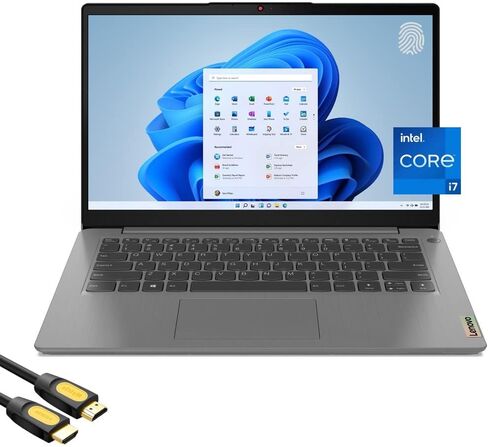 Lenovo IdeaPad 3 14" FHD Laptop, 11th Gen Intel 4-Core i7-1165G7, Intel Iris Xe Graphics, 20GB RAM, 512GB PCIe SSD, FP Reader, Webcam, USB-C, HDMI, SD Card Reader, WiFi 6, SPS HDMI Cable, Win 11 Home in Kuwait