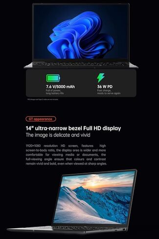 كمبيوتر محمول Windows 11 مقاس 14 بوصة، ALLDOCUBE GT Book، Intel الجيل الحادي عشر JasperLake N5100، رباعي النواة، ذاكرة الوصول العشوائي 12 جيجابايت، 256 جيجابايت SSD، شاشة FHD IPS مقاس 14 بوصة، WiFi 6، بلوتوث 5.1، النوع C، مع لوحة مفاتيح بإضاءة خلفية، رماد in Kuwait