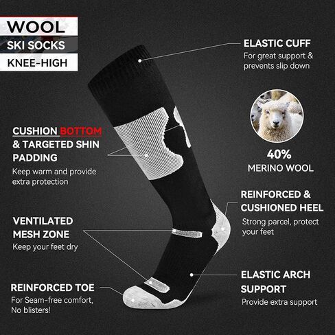Busy Socks Men's Women's Merino Wool Ski Socks Winter Warm Socks for Skiing Snowboarding Outdoor Sports Cold Weather in Saudi Arabia