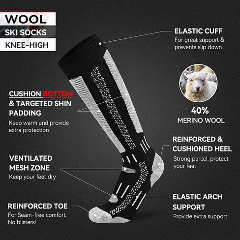 Busy Socks Men's Women's Merino Wool Ski Socks Winter Warm Socks for Skiing Snowboarding Outdoor Sports Cold Weather in Saudi Arabia