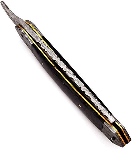Hand Made Damascus Steel Straight Razor Folding Razor With Shaving Ready Classic Barber Blade Edge, Men Straight Razor, Leather Case + Strop, Close Shave, Great Gift R-32 in Saudi Arabia