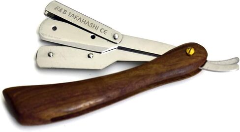 BEAUTY & BARBER Straight Razor, Professional Barber Classic Straight Edge Razor - TAKAHASHI Straight Razor Blade for Barber includes 20 free blades (Multi Color Wood handle Straight Razor) in Saudi Arabia