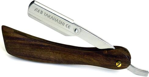 BEAUTY & BARBER Straight Razor, Professional Barber Classic Straight Edge Razor - TAKAHASHI Straight Razor Blade for Barber includes 20 free blades (Multi Color Wood handle Straight Razor) in Saudi Arabia