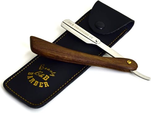 BEAUTY & BARBER Straight Razor, Professional Barber Classic Straight Edge Razor - TAKAHASHI Straight Razor Blade for Barber includes 20 free blades (Multi Color Wood handle Straight Razor) in Saudi Arabia