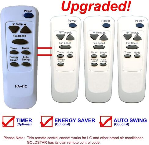 HA-412 Replacement for GoldStar Air Conditioner Remote Control 6711A20034C 6711A90024G 6711A20034V 6711A20034G 6711A20034V Works for M8004R WG5004R WG5005R WG5005RY6 in Saudi Arabia
