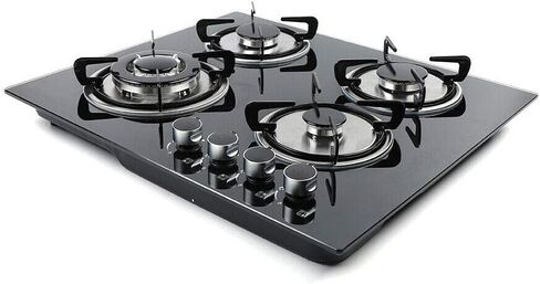 Gas Cooktop NG/LPG Gas Stove Cooktop Stove Burner Tempered Glass Cook Top Built in 4 Burners Gas Hob Grate Stovetop Cooker (4 Burners, 23.2'' x 20'') in Kuwait