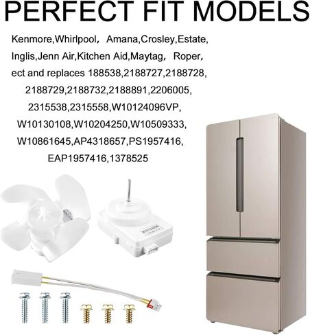 AMI PARTS W10124096 Condenser Fan Motor kit-Replaces AP4318657 2315558 PS1957416 2188538 2188727 EAP1957416 in Saudi Arabia